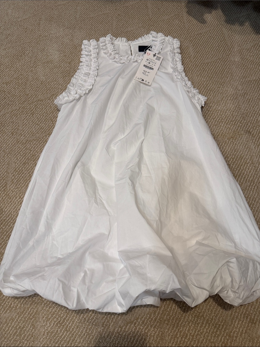 Zara White Ruffled Mini Dress